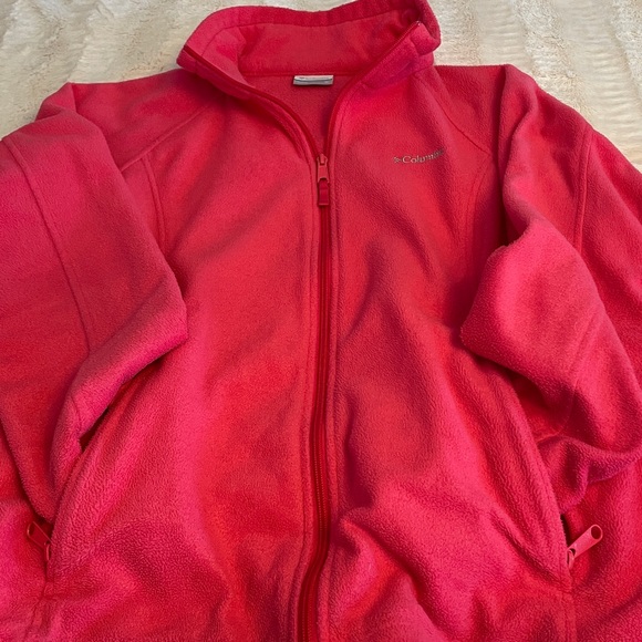 Columbia Pink Fleece Zip Jacket Size XL Front Zip Pockets Warm Adjustable Hem - Picture 4 of 8